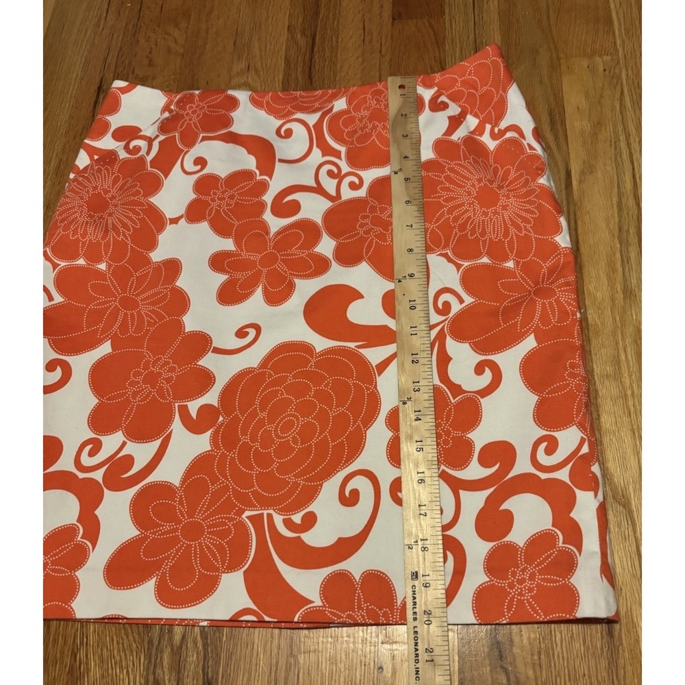 Orange Flower Pencil Skirt 12-14 Lined Preppy Work Beach No Brand Zip Retro Arts - Picture 4 of 6